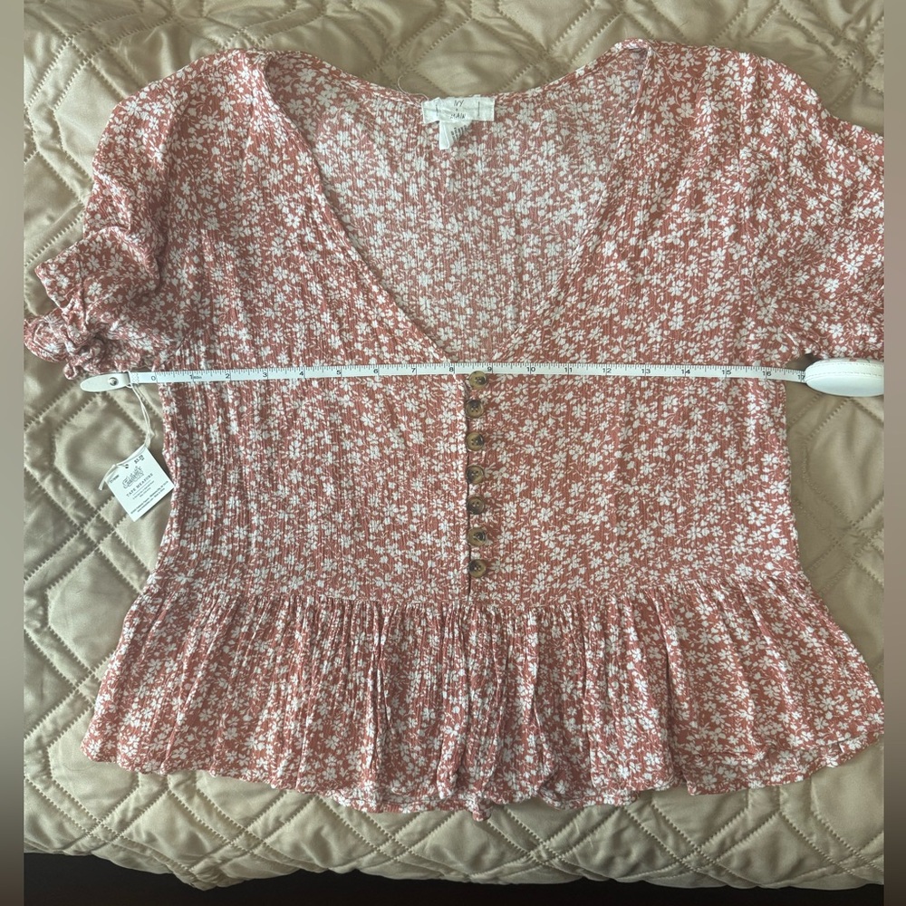 Rust Floral Ruffle Blouse - Picture 4 of 5